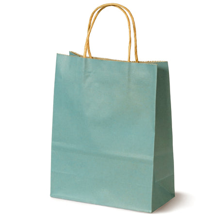 Torba Papierowa z Uchwytem Skręcanym 180x80x225mm - Niebieska pastelowa Brązowy