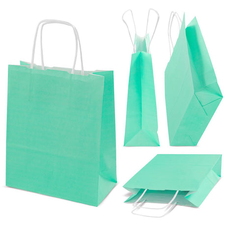 Torba papierowa z uchwytem skręcanym 180x80x225mm Zielona pastelowa