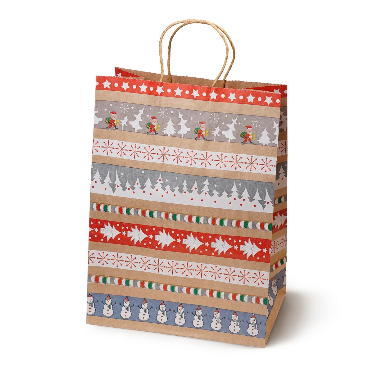 Torba papierowa świąteczna 260x120x330mm Śnieżynka Choinka Renifer 5szt.