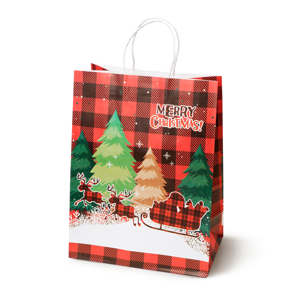 Torba papierowa świąteczna 210x110x270mm Mikołaj Choinka w Kratę 4szt.