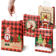 Torba papierowa świąteczna 150x80x210mm Mikołaj Choinka w Kratę 4szt.