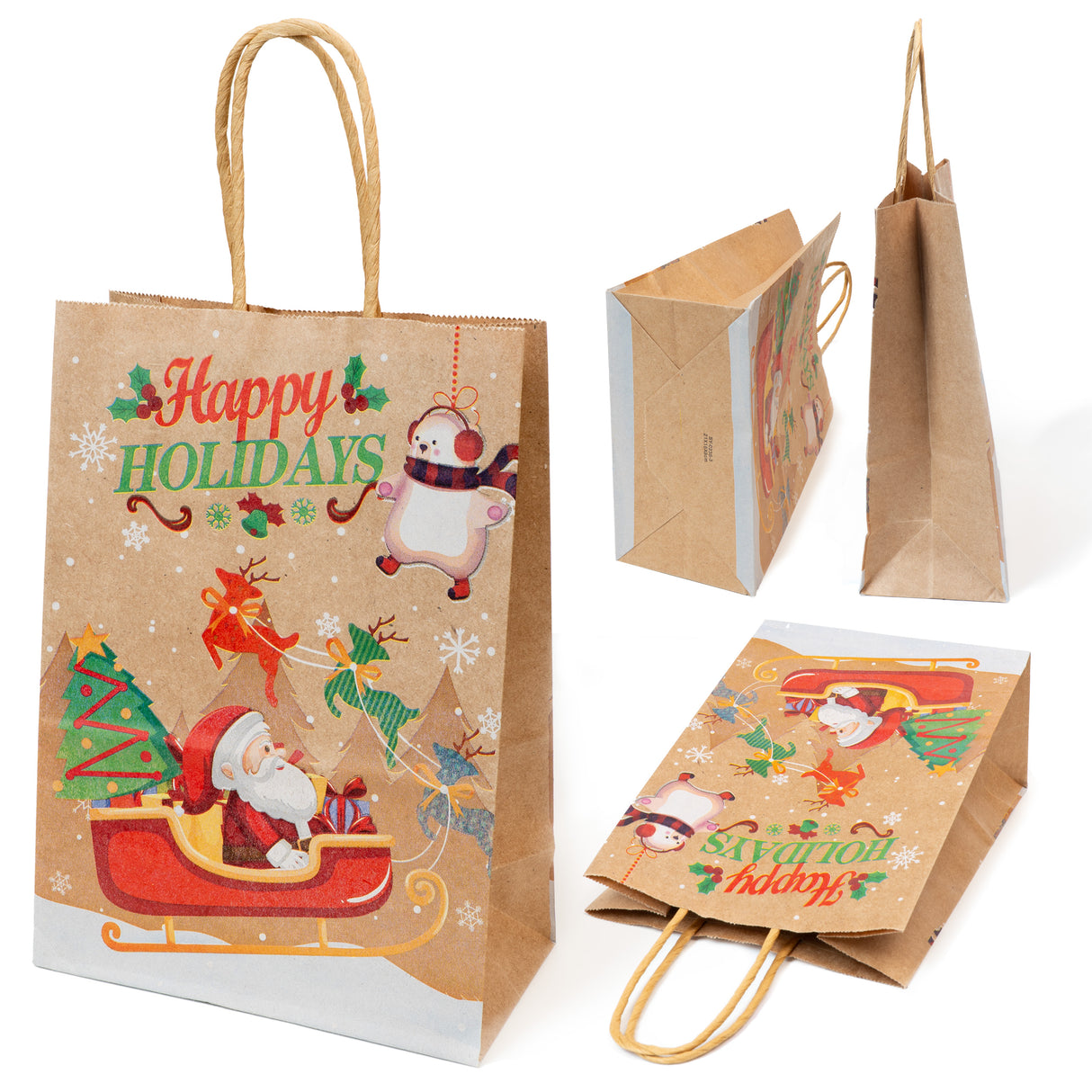 Torba papierowa świąteczna 150x80x210mm Happy Holidays 4szt.