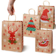 Torba papierowa świąteczna 260x120x330mm Renifer Choinka Sanie Czapka 4szt.