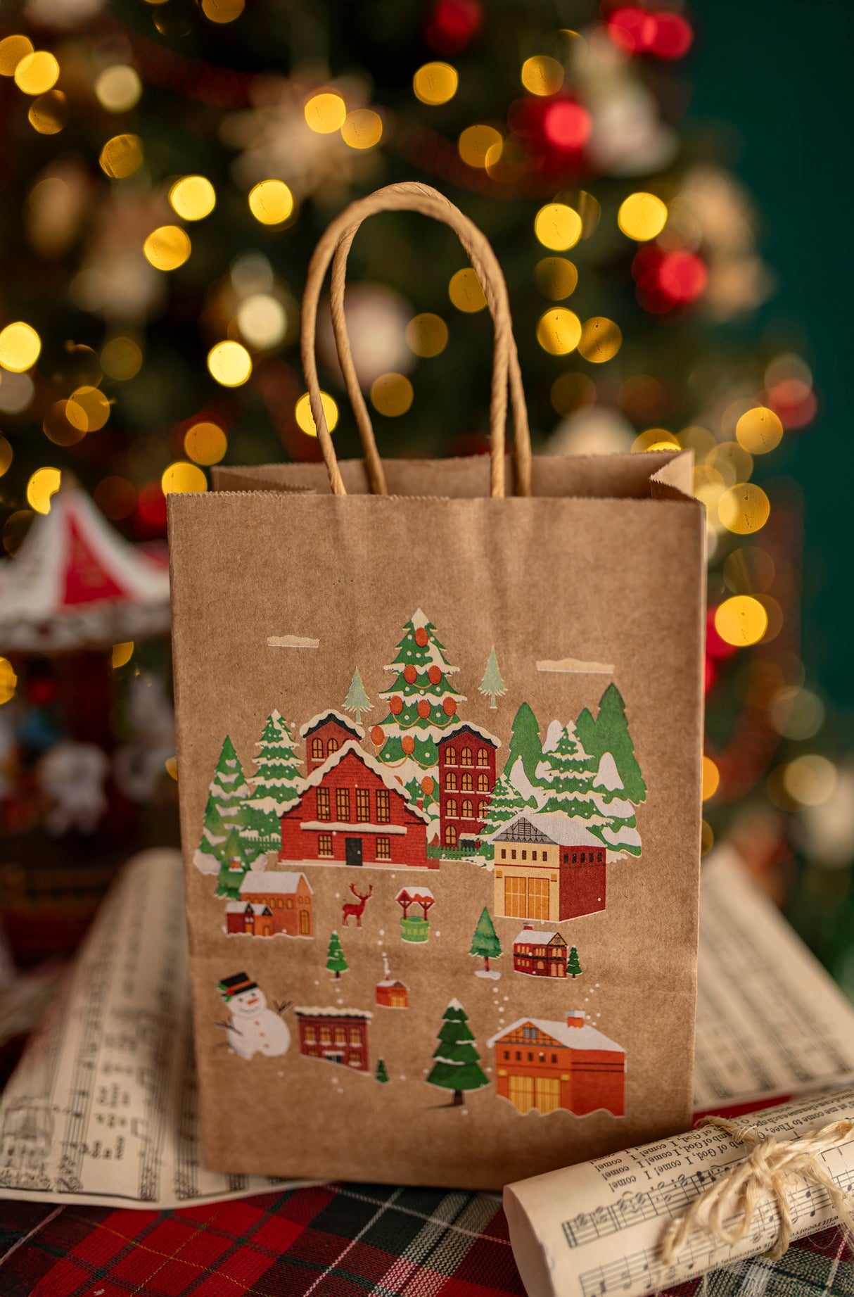 Torba papierowa świąteczna 210x110x270mm Boże Narodzenie 4szt.