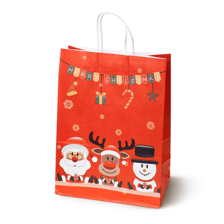 Torba papierowa świąteczna 150x80x210mm Merry Christmas Mikołaj 4szt.