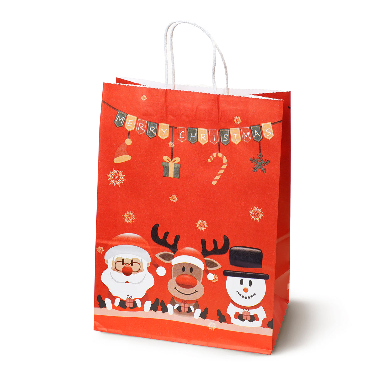 Torba papierowa świąteczna 210x110x270mm Merry Christmas Mikołaj 4szt.