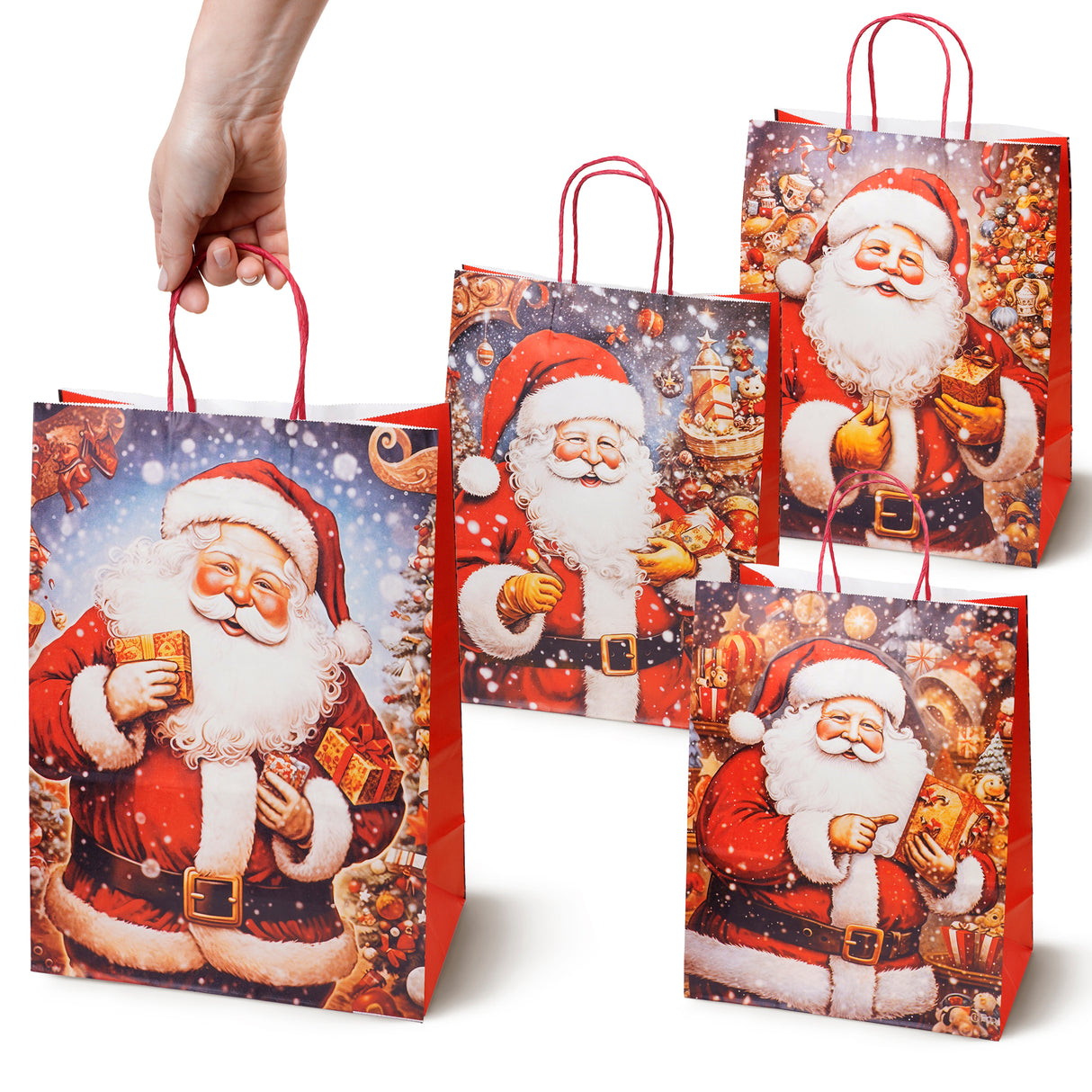 Torba papierowa świąteczna 150x80x210mm Mikołaj 4szt.