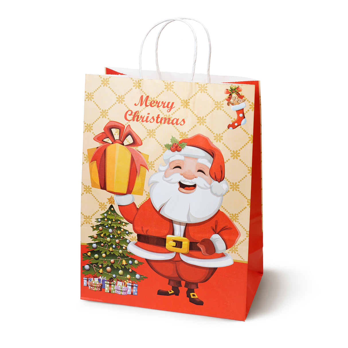 Torba papierowa świąteczna 150x80x210mm Merry Christmas Mikołaj 4szt.