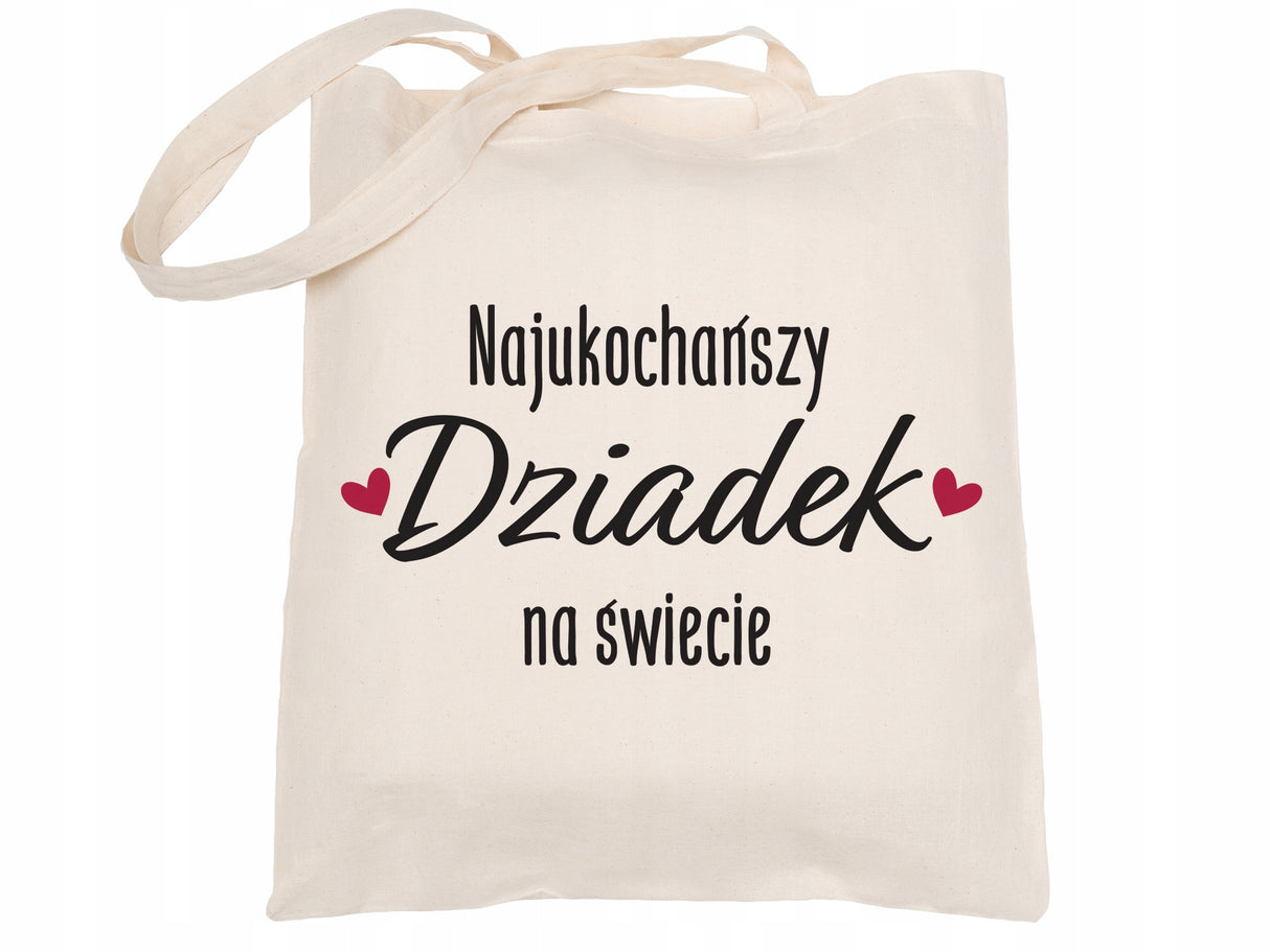 Torba Bawełniana Najukochańszy Dziadek na świecie Prezent na Dzień Dziadka Ecru