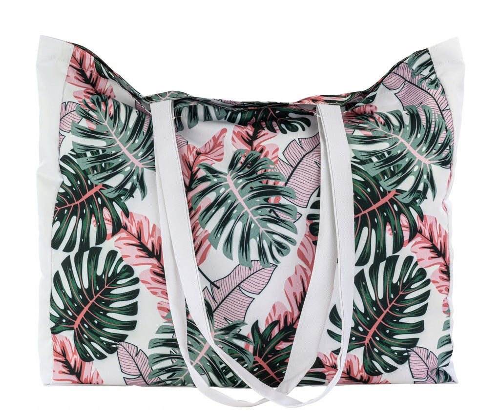 Torba plażowa OXFORD Różowo zielona monstera