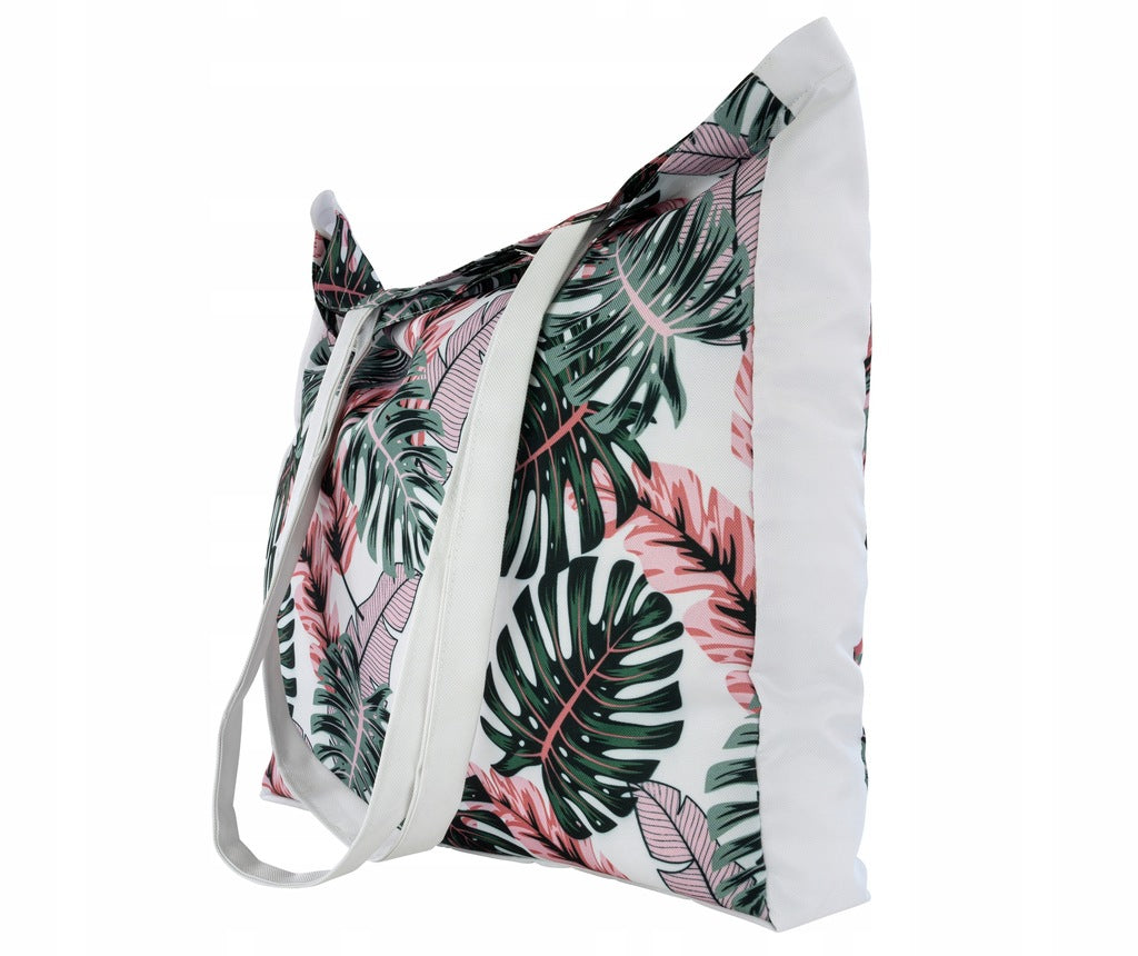 Torba plażowa OXFORD Różowo zielona monstera