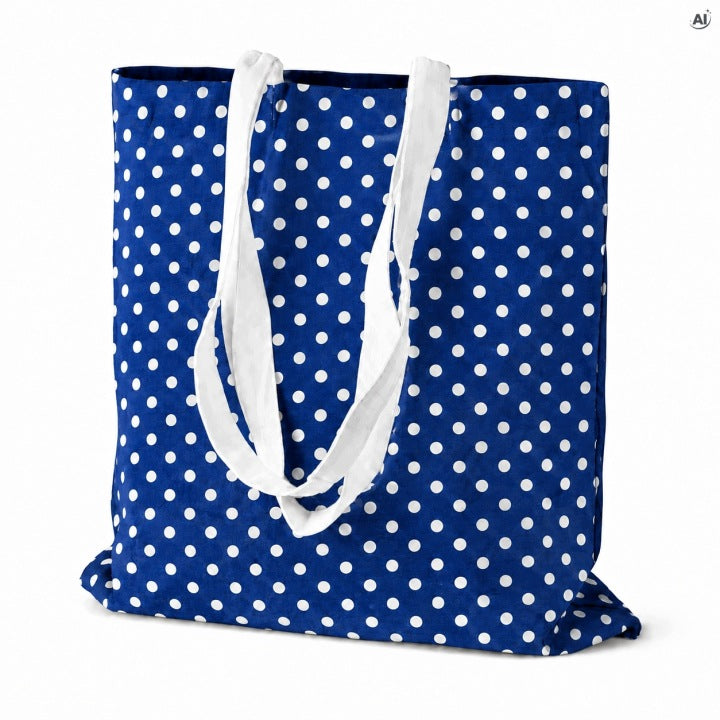 Torba Bawełniana 360x420mm Chabrowa w kropki