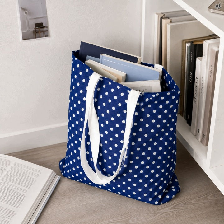 Torba Bawełniana 360x420mm Chabrowa w kropki