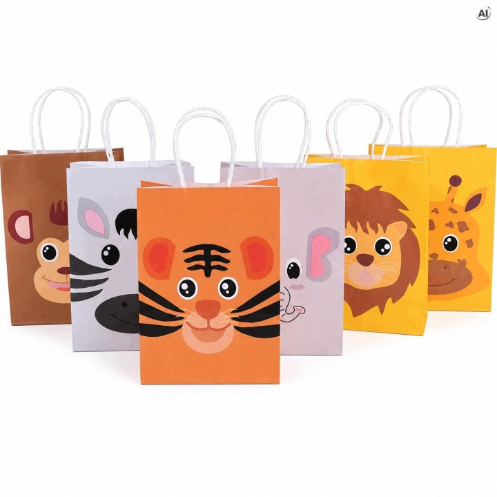 Torba Papierowa z Uchwytem Skręcanym 150x80x210mm - Zwierzęta
