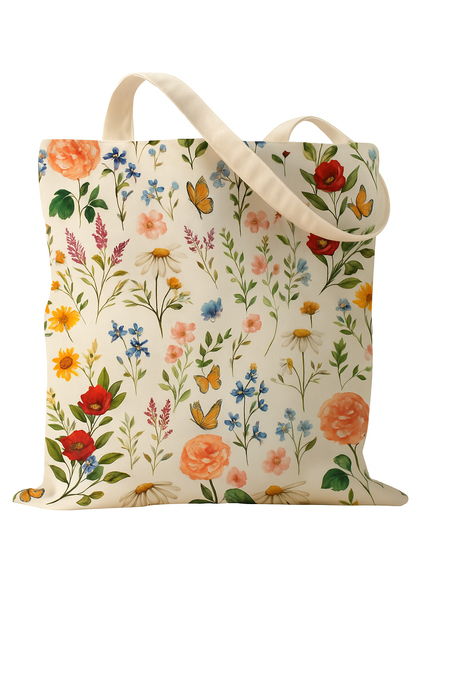 Torba bawełniana 350x380mm Ecru Kwiaty
