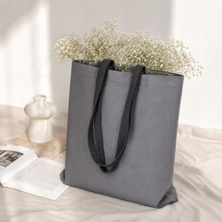Torba materiałowa jeansowa 380x420 mm Szara Uchwyt: 70 cm