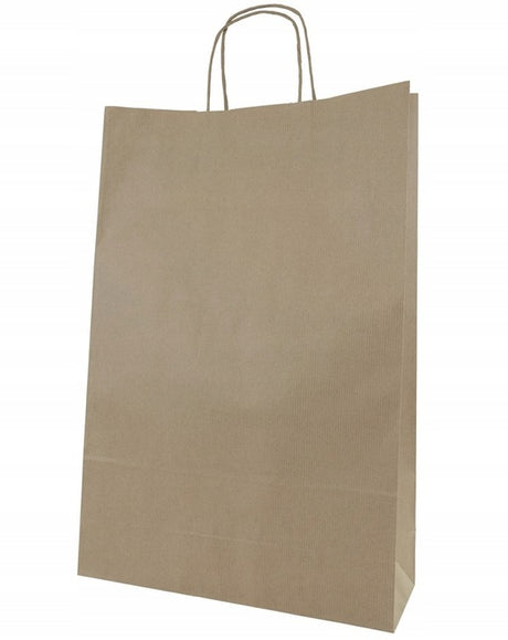 Torba papierowa z uchwytem skręcanym 330x120x500mm Prążek Brązowa