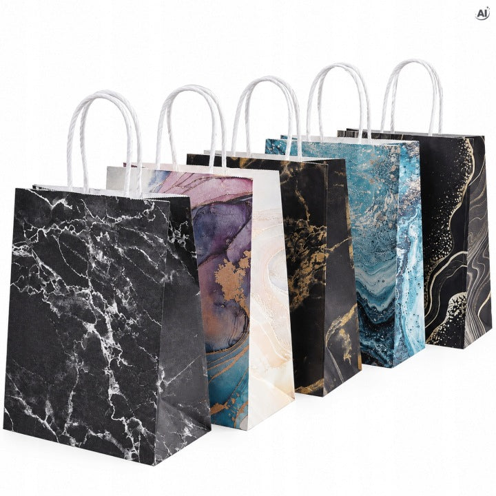 Torba papierowa z Uchwytem Skręcanym 150x80x210 mm - Marmur