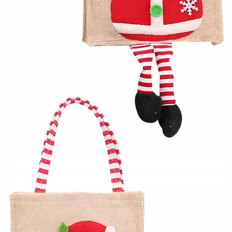 Torba świąteczna jutowa z Mikołajem