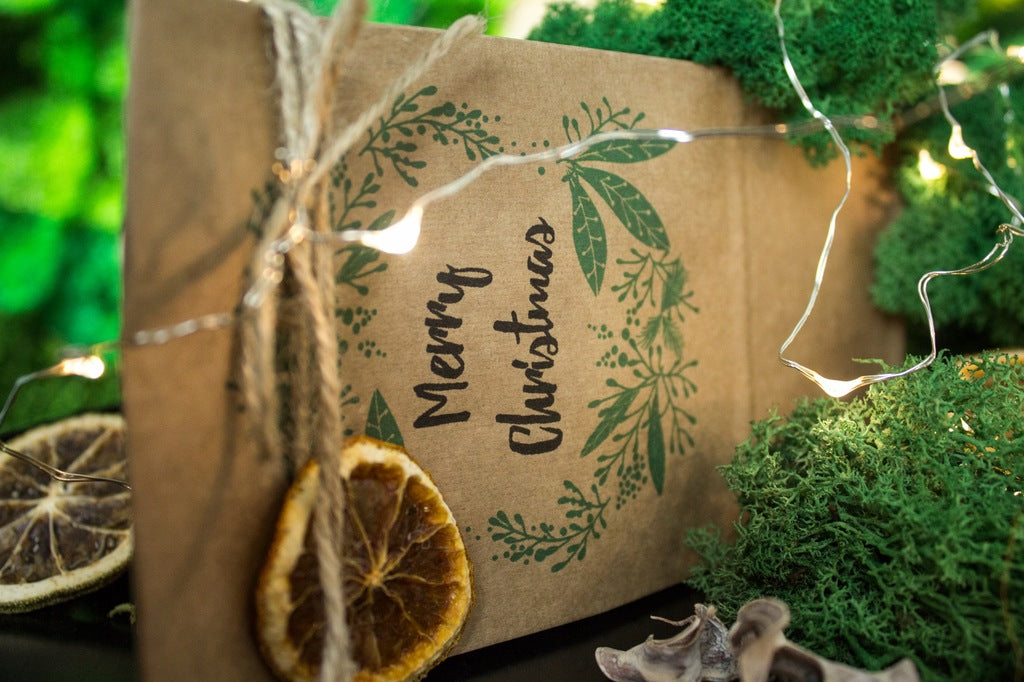 Torebki papierowe świąteczne 80x65x190mm Wieniec Merry Christmas 10szt.