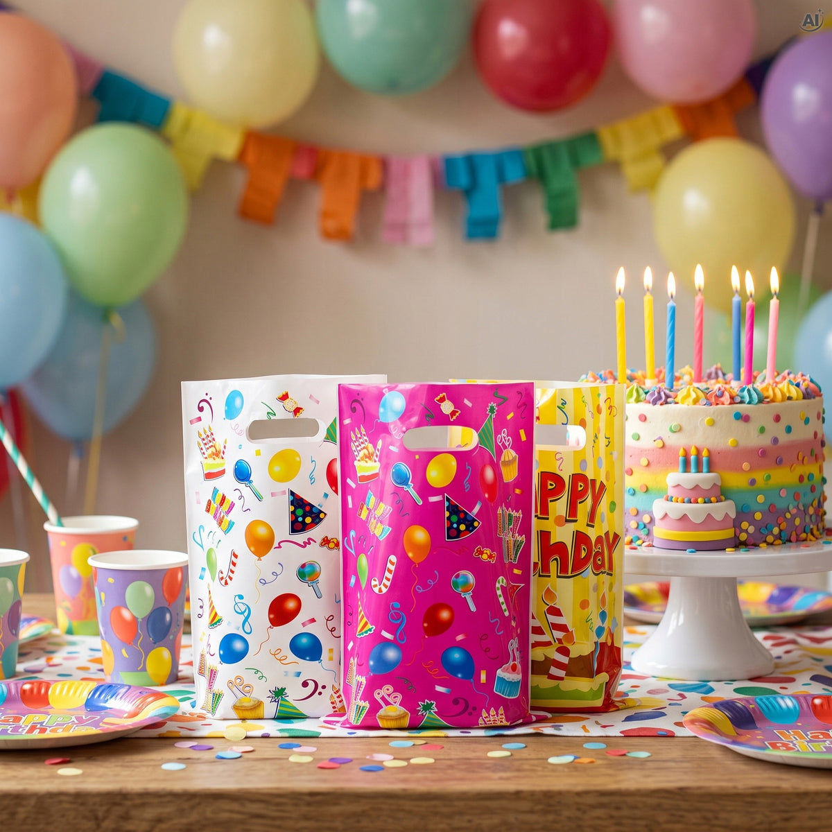Torebki foliowe 160x250mm happy birthday 30szt
