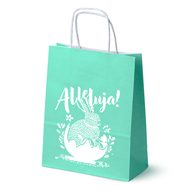 Torba papierowa 180x80x225mm Zielony Pastel ALLELUJA LOGO 50szt.