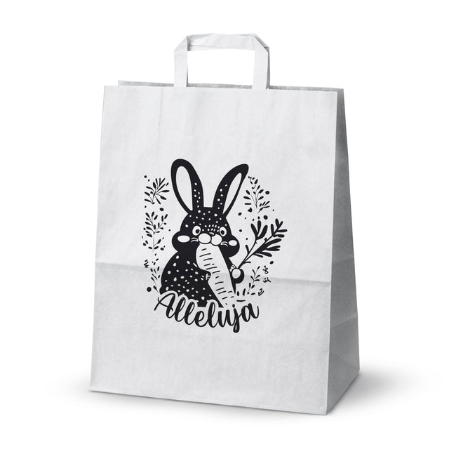 Torba papierowa 320x160x390mm BIAŁA ALLELUJA ZAJĄC 50szt.