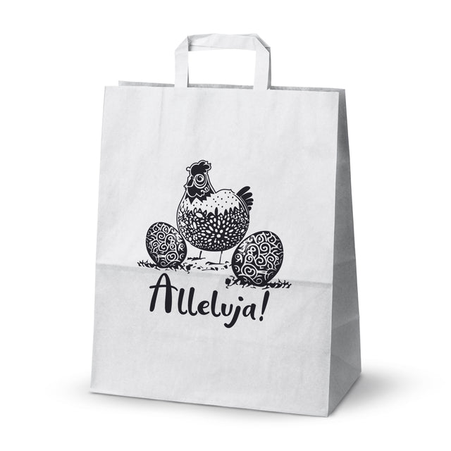 Torba papierowa 320x160x390mm BIAŁA ALLELUJA PISANKI LOGO 50szt.
