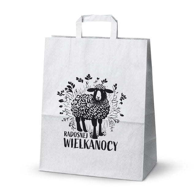 Torba papierowa 320x160x390mm BIAŁA RADOSNEJ WIELKANOCY LOGO 50szt.