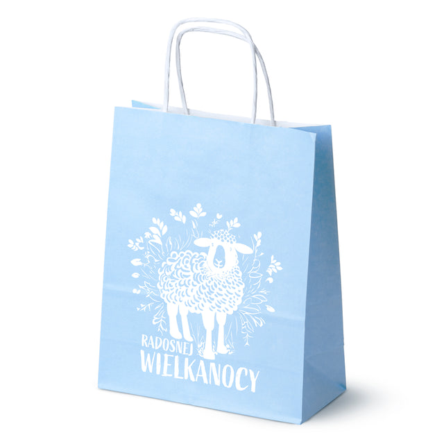 Torba papierowa 180x80x225mm Niebieski Pastel RADOSNEJ WIELKANOCY LOGO 50szt.