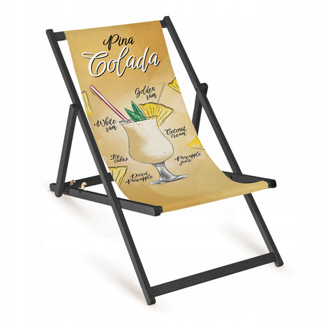 Leżak drewniany PINA COLADA - Czarny Stelaż
