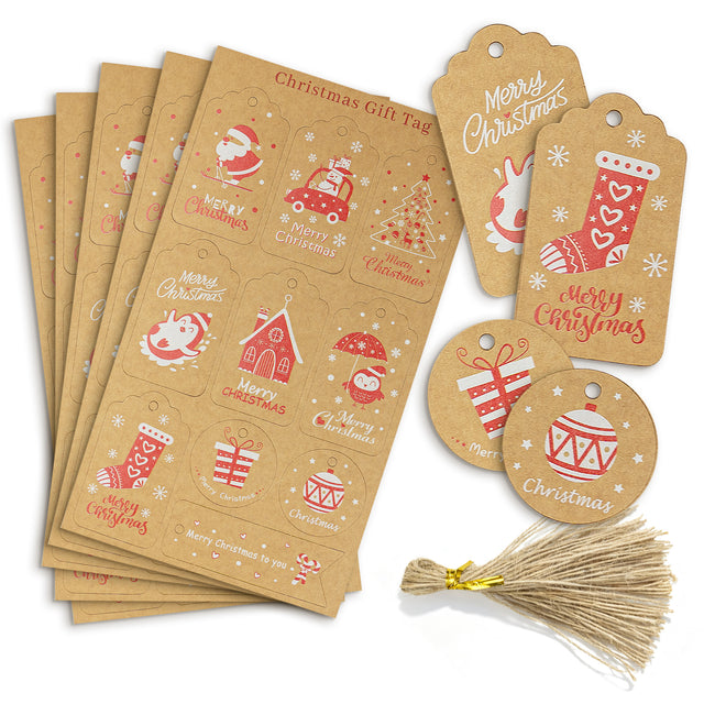 Papierowe zawieszki na prezenty świąteczne 50szt.