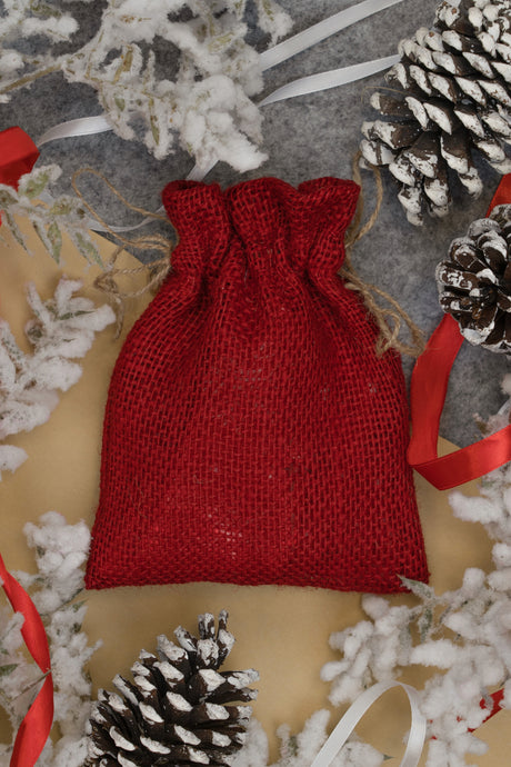 Worek na prezenty Jutowy 30x42cm Czerwony