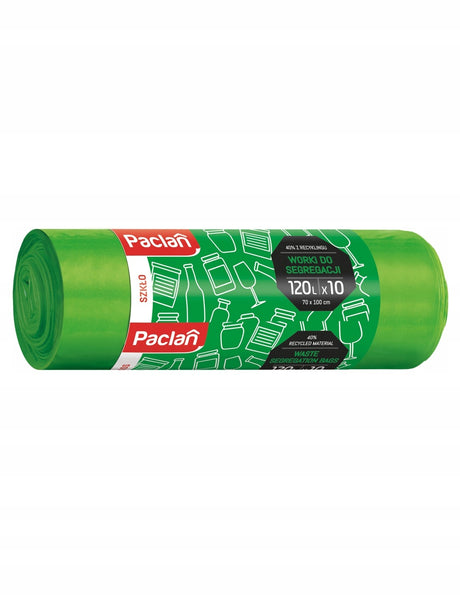 Mocne worki na śmieci do segregacji szkła zielone 120l Paclan