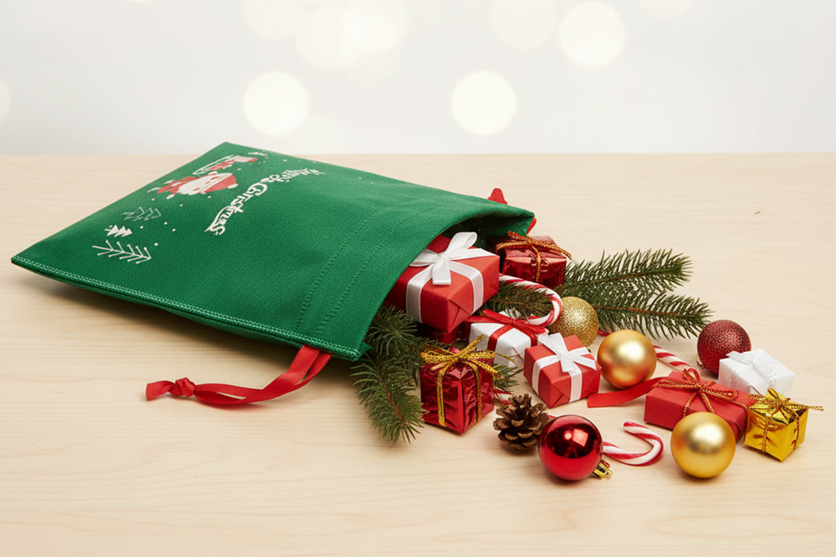 Worek wigofilowy 150x210mm Zielony Mikołaj 10szt.