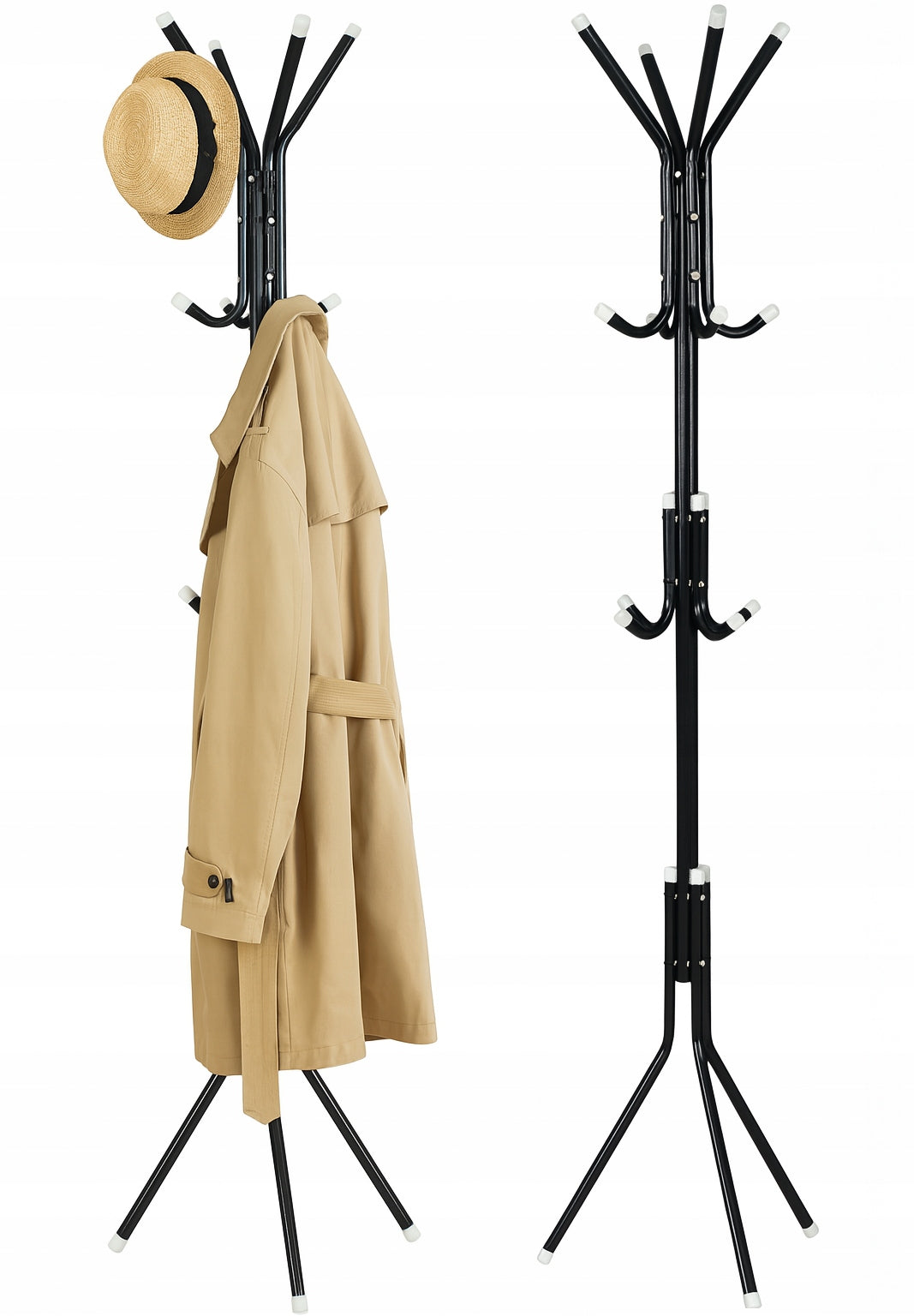 Stojący czarny metalowy wieszak na ubrania