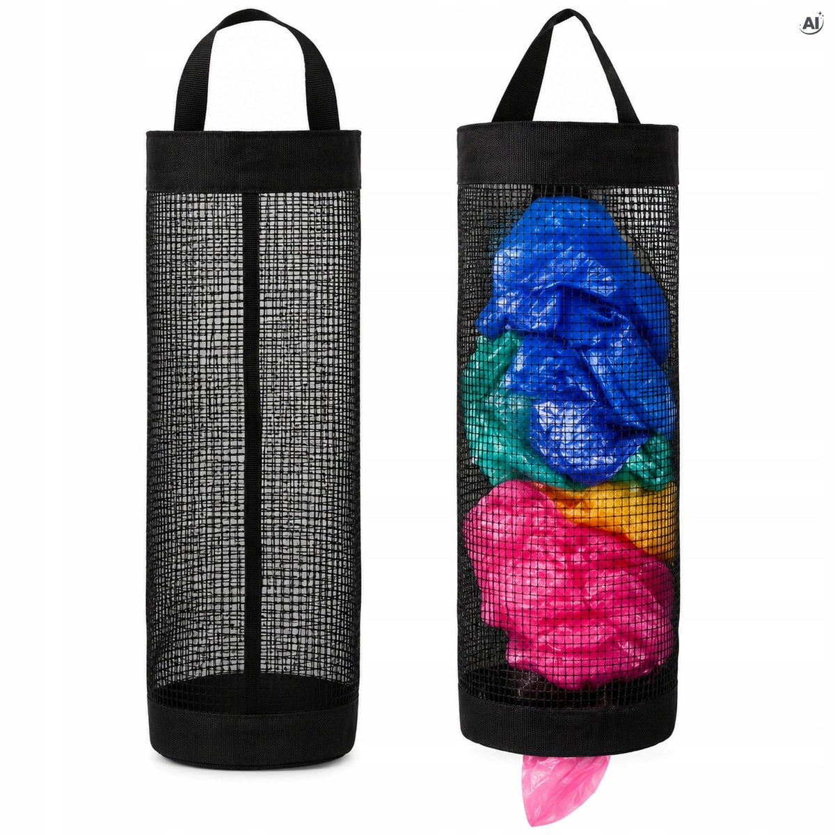 Wiszący organizer siatkowy na reklamówki 45 cm