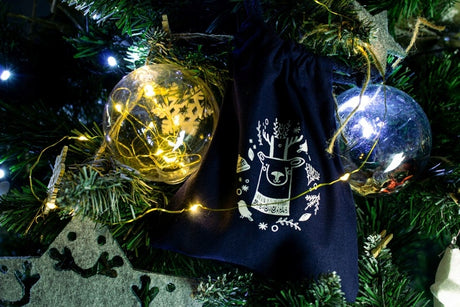 Woreczek bawełniany 15x20cm Granatowy Renifer 145g