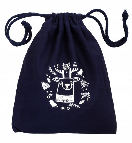 Woreczek bawełniany 15x20cm Granatowy Renifer 145g