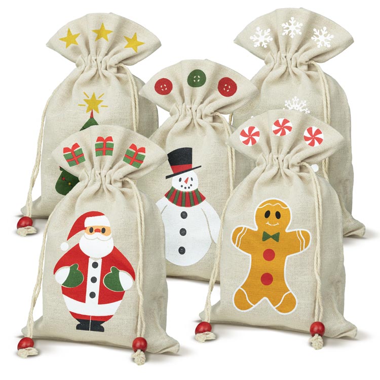 Woreczki bawełniane 140x225mm z motywem świątecznym