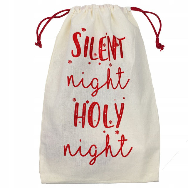 Woreczek bawełniany 25x30cm ECRU CZERWONE SZNURKI SILENT NIGHT HOLY 145g
