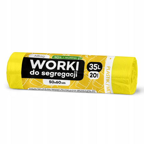 Żółte worki na śmieci z recyklingu 35 L