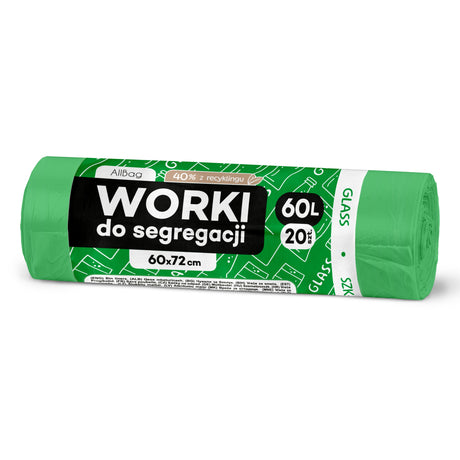 Zielone worki na śmieci z recyklingu 60 L