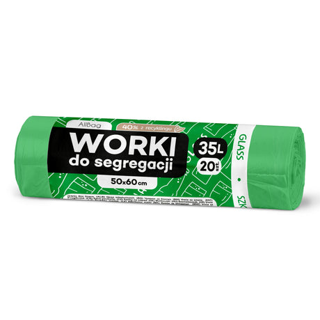 Zielone worki na śmieci z recyklingu 35 L
