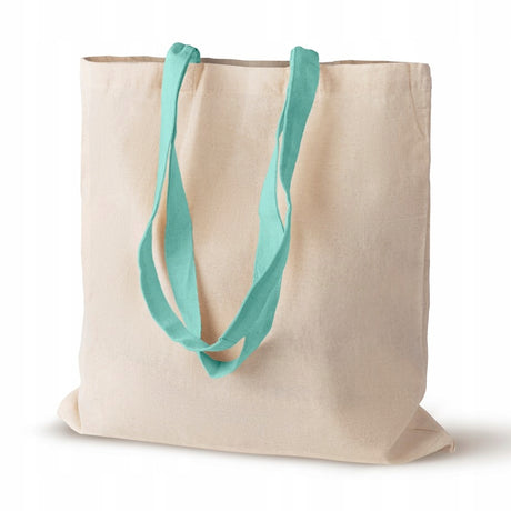 Torba Bawełniana Ecru Długi Miętowy Uchwyt 380x420mm