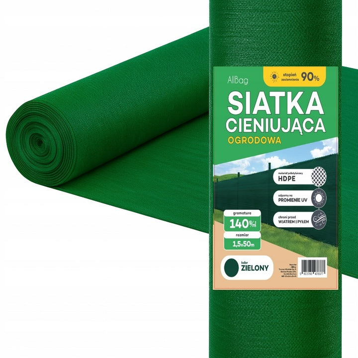 Zielona siatka maskująca na ogrodzenie 50m UV 140 g