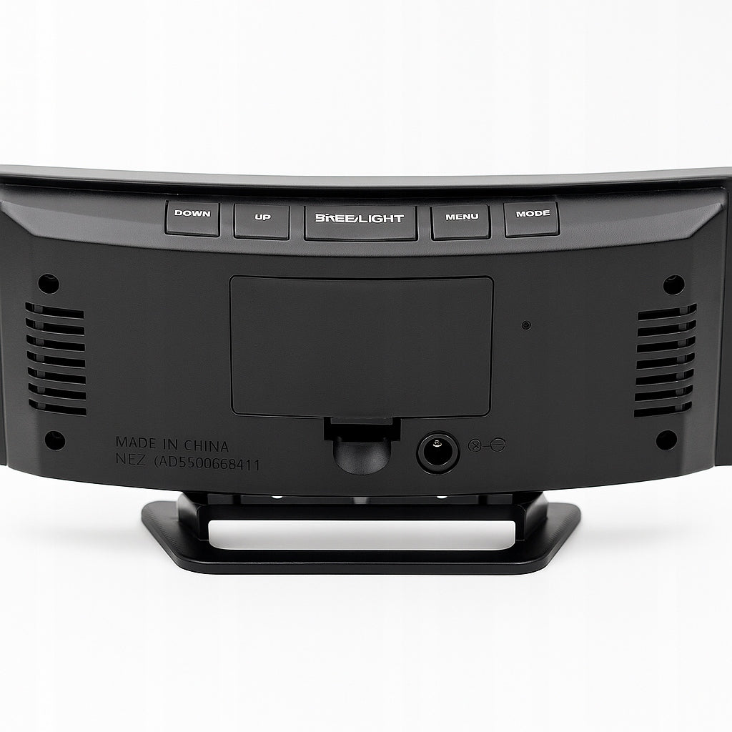 Czarny zegar elektroniczny LED z budzikiem