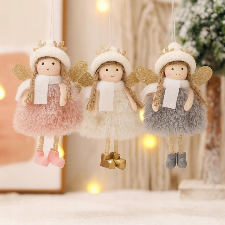 Zestaw aniołków z futerkiem i czapką renifera
