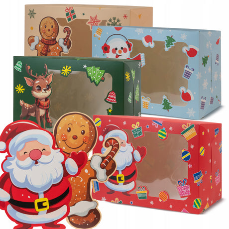 Zestaw świątecznych pudełek z okienkiem 4 szt