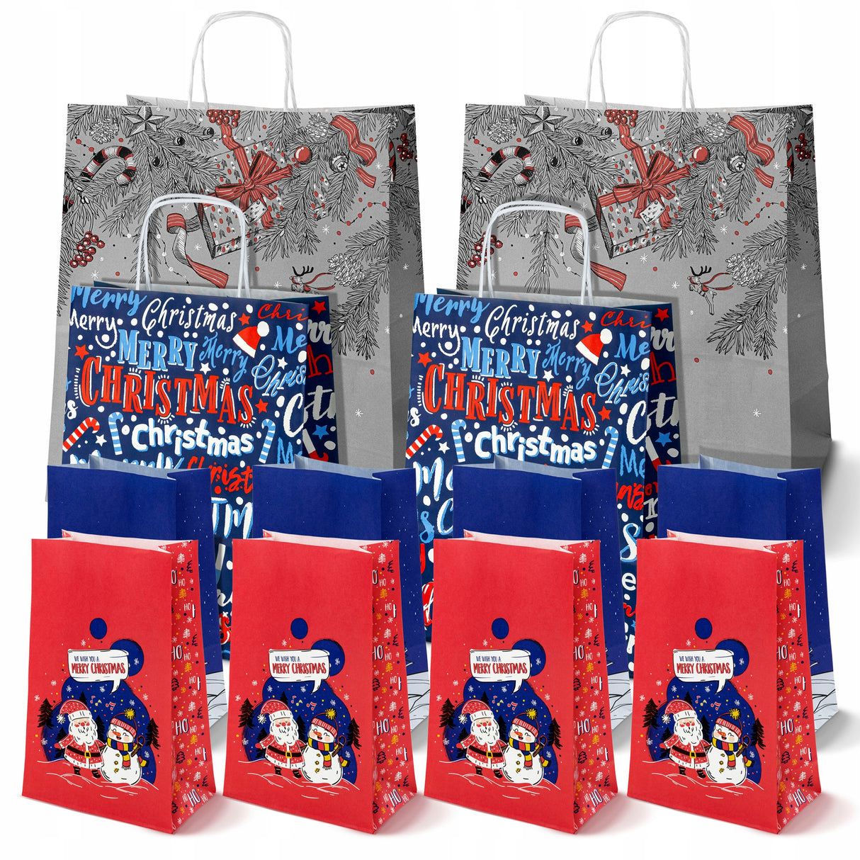 Zestaw świątecznych toreb papierowych 12szt.